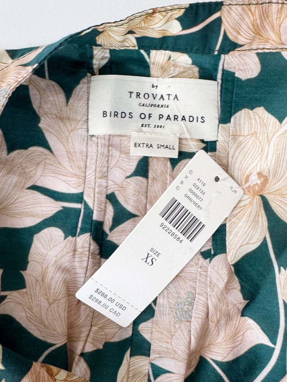 Trovata Birds of Paradis Dakota in Jasper Twilight Multi Silk Blend Blouse NWT - Picture 7 of 10